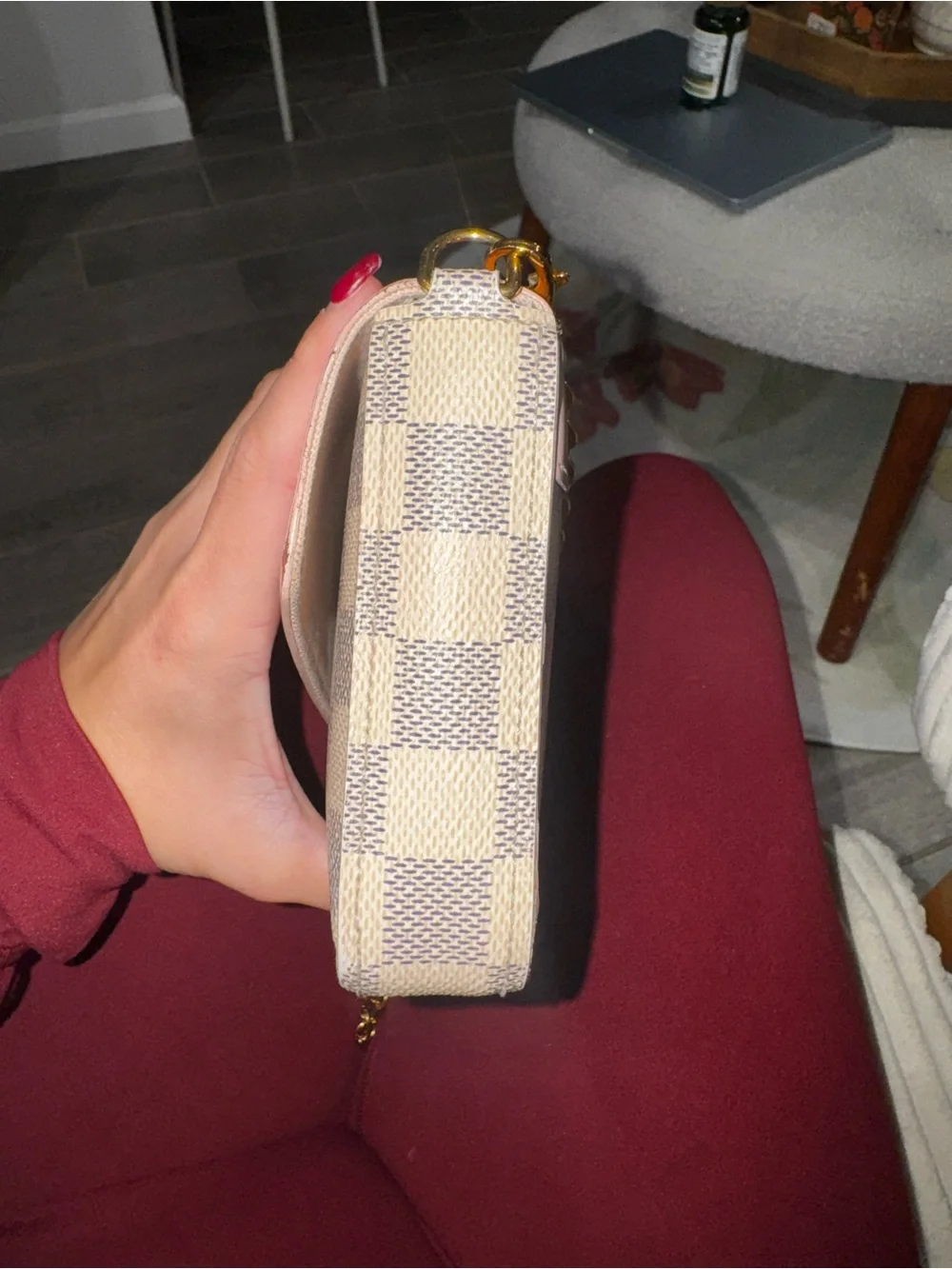 LOUIS VUITTON Damier Azur Calfskin Pochette Felicie Eau de Rose
